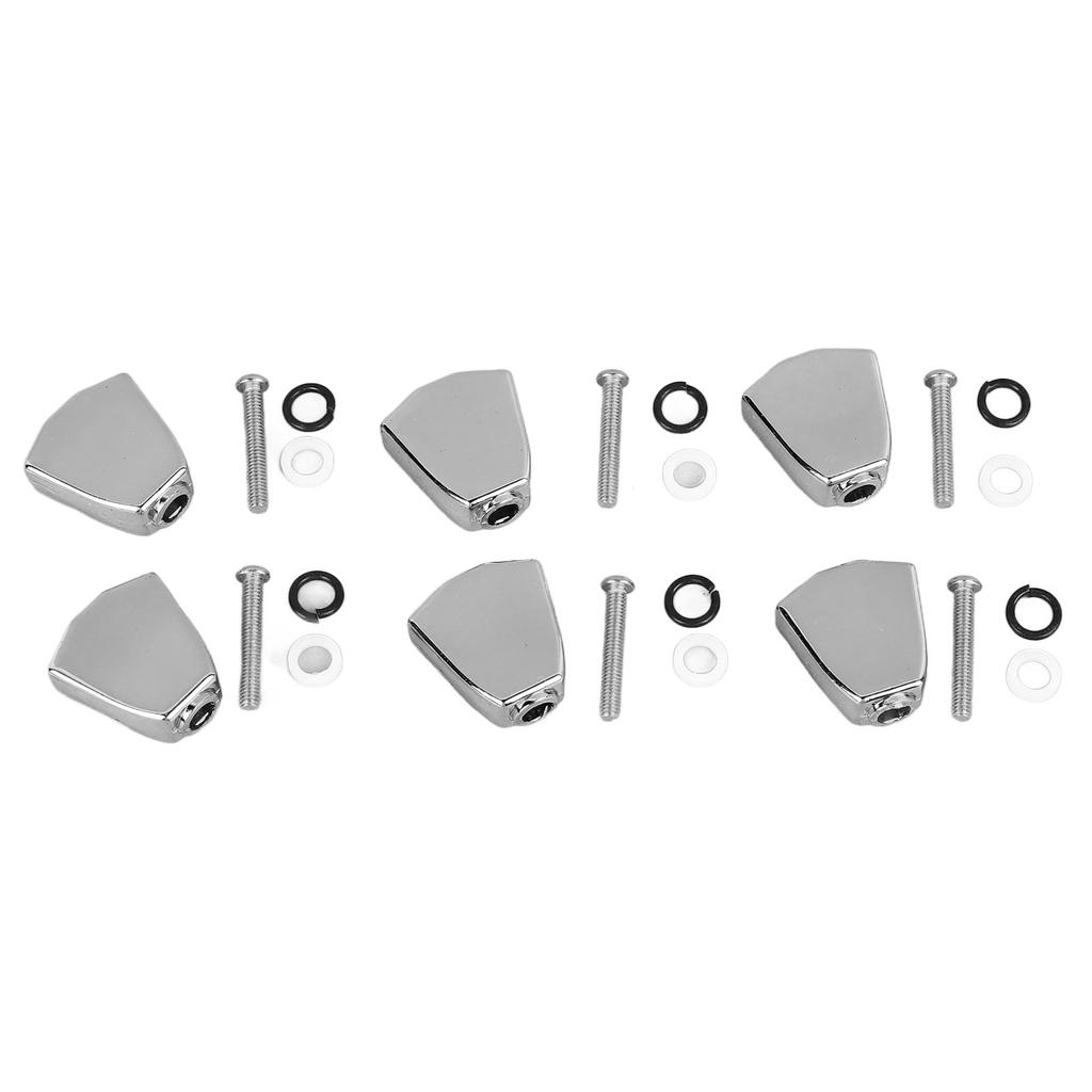 6PCS Guitar Tuner Machine Handle Tuning Key Button Head Metal Guitar Tuning Peg Button Silver