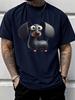 Cute Cartoon Black Dachshund Pet Animal Graphic Unisexs Cotton Crew Neck Tee Short Sleeve Loose Casual Daily Street Male Wear Top