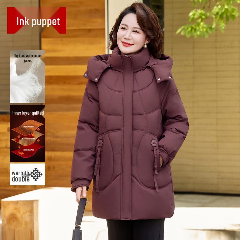 

Women s Mid-Length Hooded Padded Winter Jacket 5XL