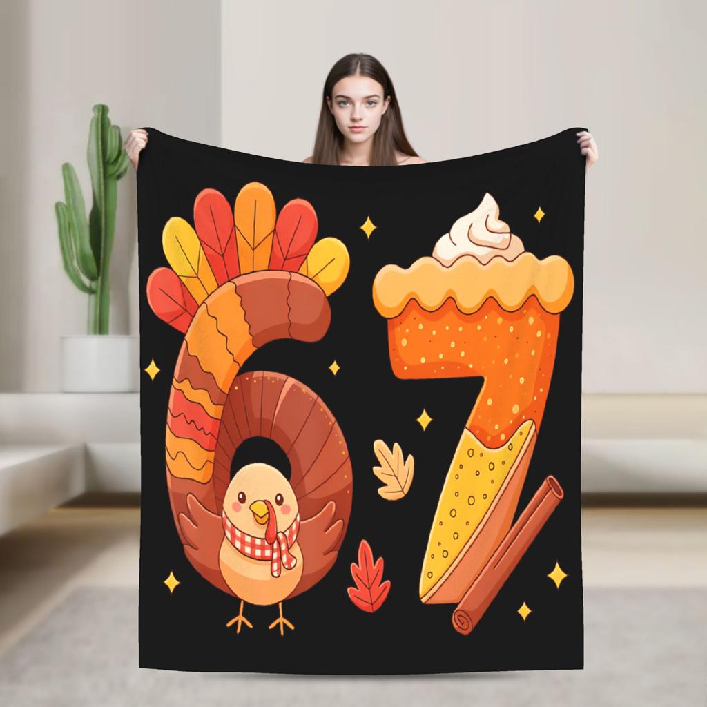 Warm Blanket Travel 67 Six Seven 6 7 Funny Italian Brainrot Gaming Meme Throw Blanket  Flannel Bedspread For Bedroom Bed Cover