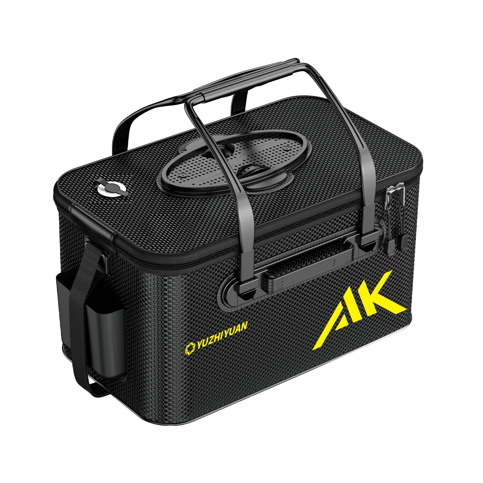 

Foldable Fishing Bucket, Large Capacity Live Fish Bucket (36 L) with Breathable Skylight, Comfortable Handle, and Thick EVA Case for Outdoor Fishing