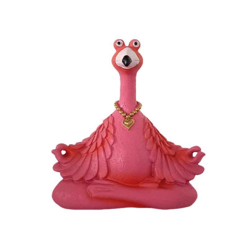 Handcrafted Flamingo Yoga Resin Statue for Home and Garden Decor
