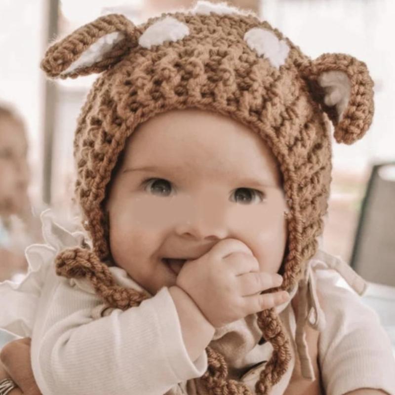 Infant Baby Knit Hat Handmade Crochet Cartoon Animal Themed Beanies Cap Cute Ears Bonnet Newborn Photography Props