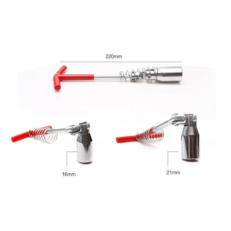 Spark Plug Removal Tool T-Handle Flexible Spanner Socket Garage Car Engine - View #5
