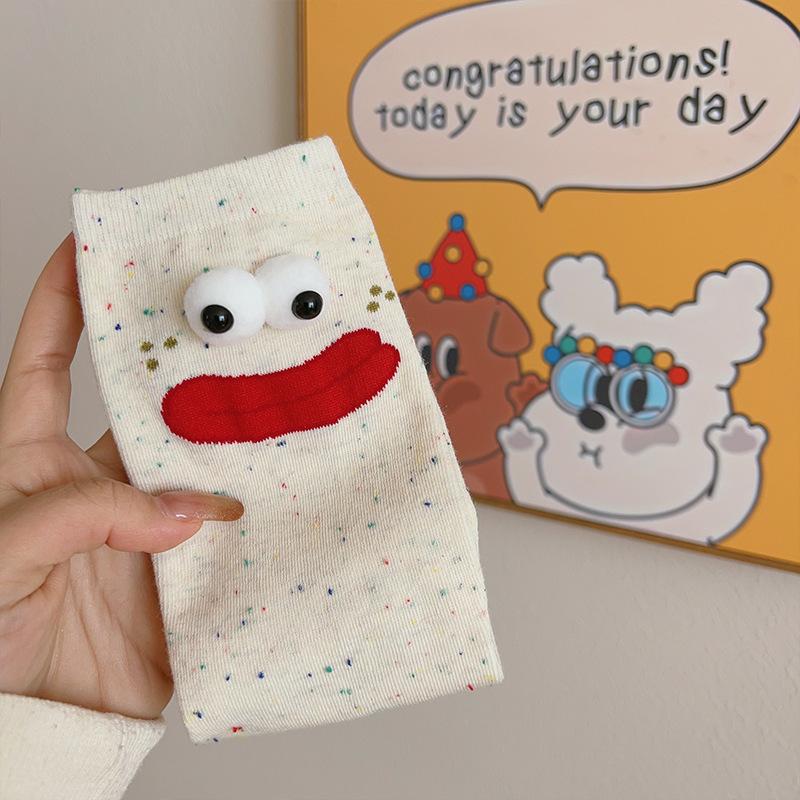 Funny Cartoon Socks Women's Strange Cartoon Small Cute Autumn Winter Coral Velvet Thickened Warm Socks Floor Sleeping LongSocks