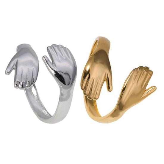 Open Ring Exaggerated Arm-Circling Shape Three-Dimensional Sculptural Design Wraps Finger Ring Hip-Hop Street Style Statement Ring