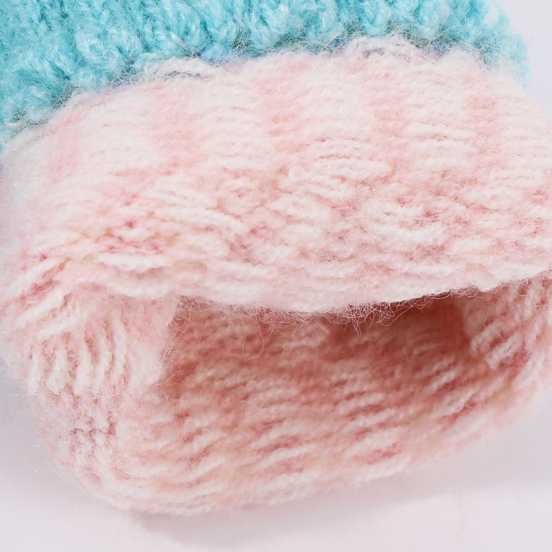 Winter Knitted Gloves Women's Color Matching Half-finger Gloves Female Student Thermal Gloves Men's Versatile Bare-finger Gloves Women