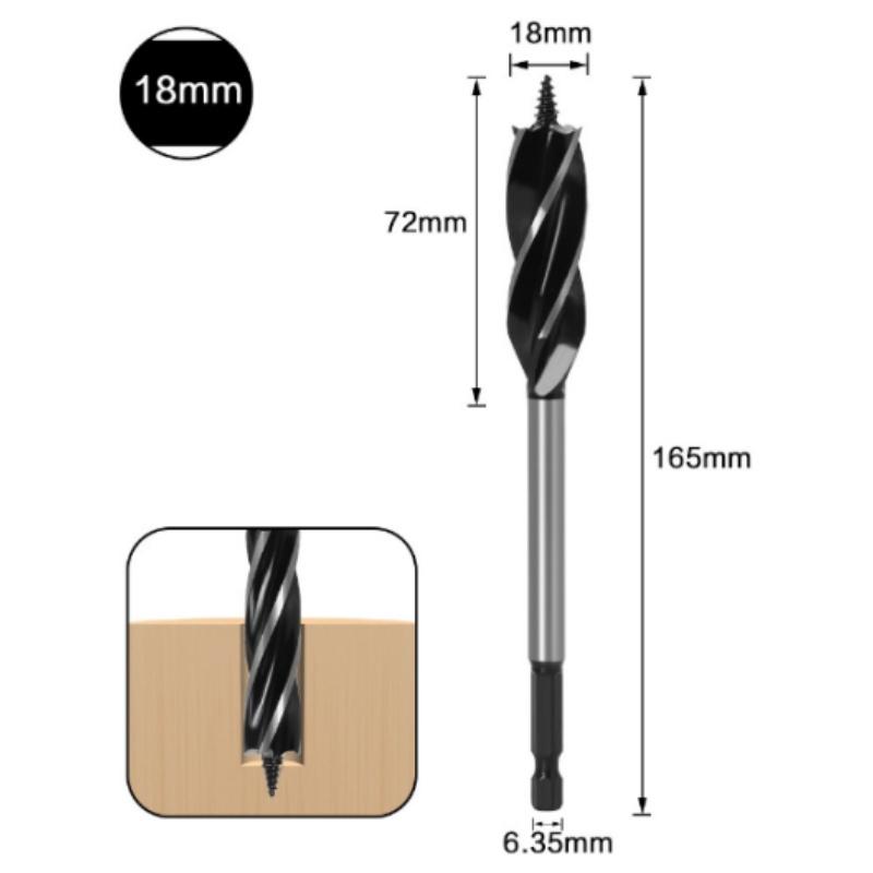 Bit Hexagonal Shank Supported Auger Four Slots Lengthened Twist Door Lock Opener Drawer Board Reaming Woodworking and Diy Tools