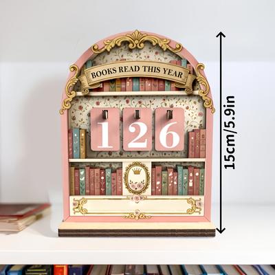Wooden Book Read This Year Counter Reading Challenge Tracker Bookshelf Club Classroom Decor New Years Gifts for Bookworm Family