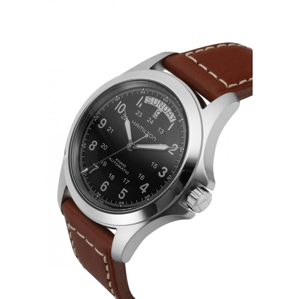 Hamilton Men S Leather Watch Khaki Field King H64455533