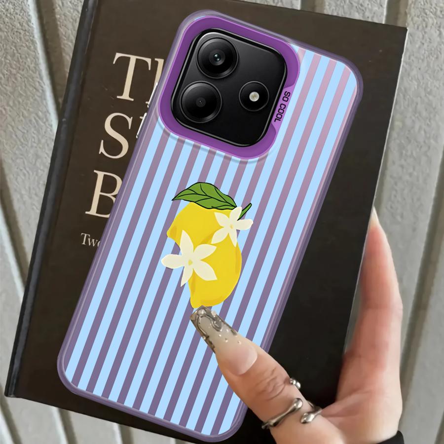 

Back Phone Cover Case for Xiaomi Poco F4 C50 X5 F3 GT X3 Pro C51 X3 NFC Lemon Cool Stripe Pattern Poco F4