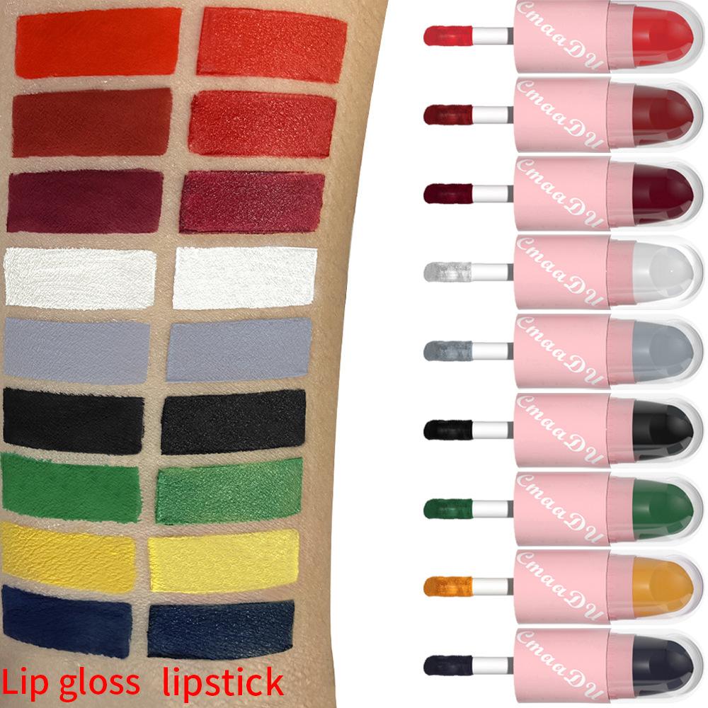 Halloween Lip Gloss Set, 3-Piece Non-Stick Shiny Lipstick, Glittery Purple and Black Lip Colors, Long-Lasting, Non-Transfer