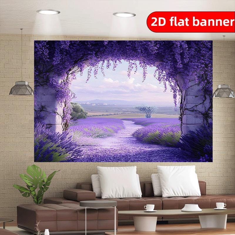 1pc Purple Vine Lavender Field Arched Background Banner Party Background Decoration Banner