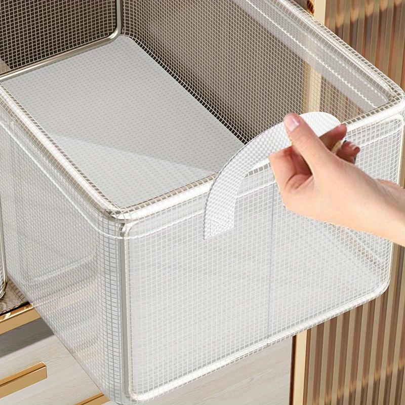 47*28*20cm1pc Transparent Waterproof Foldable Storage Box With Steel Frame, Versatile Organizer For Clothes & Underwear Perfect Home Use.