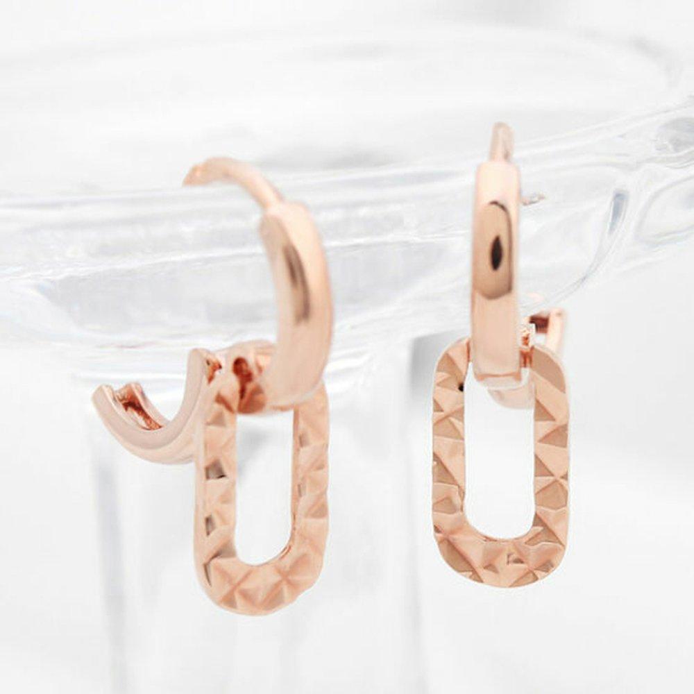 [] 14K Gold Needle Dali Clip Drop One-Touch Ring Earrings