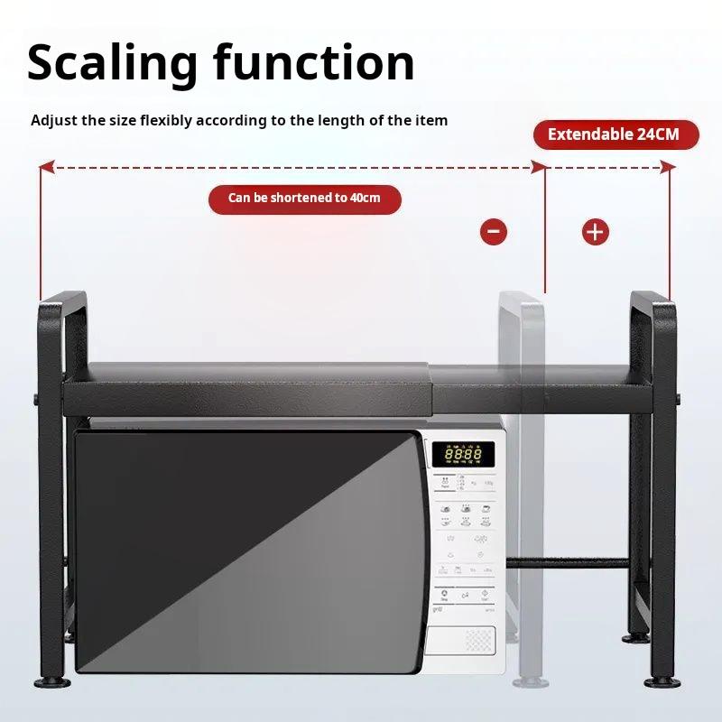 Floor-standing retractable microwave oven rack multi-layer oven countertop item storage rack adjustable height kitchen rack
