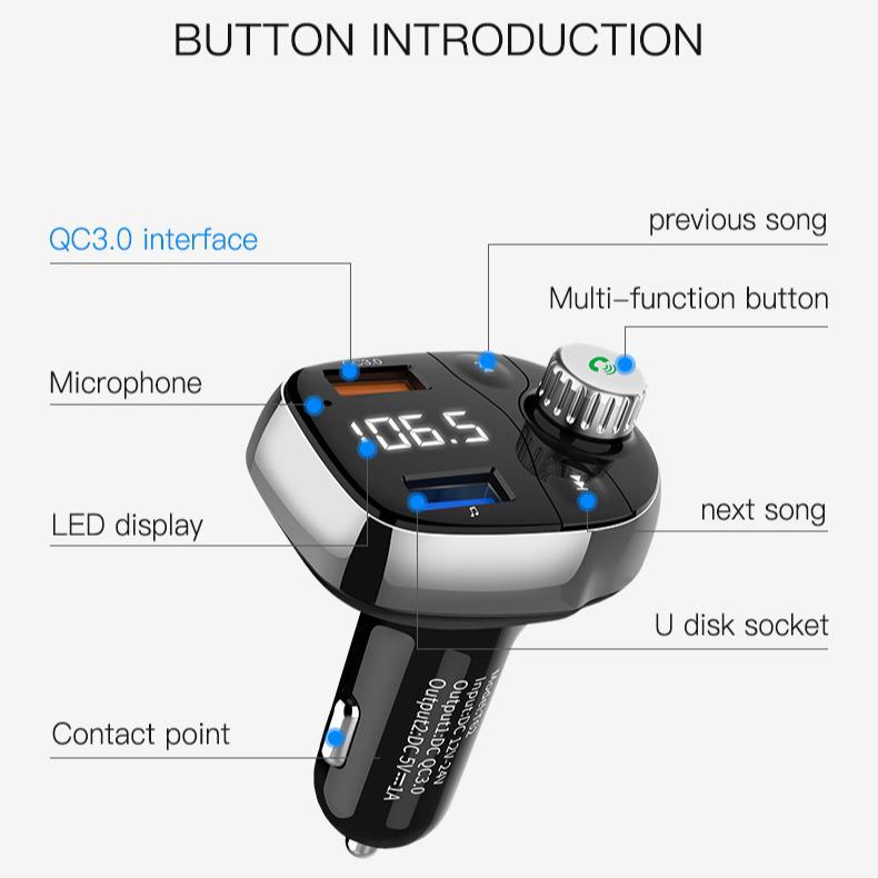 Автомобильное зарядное устройство & MP3-плеер Bluetooth T62 Other Size