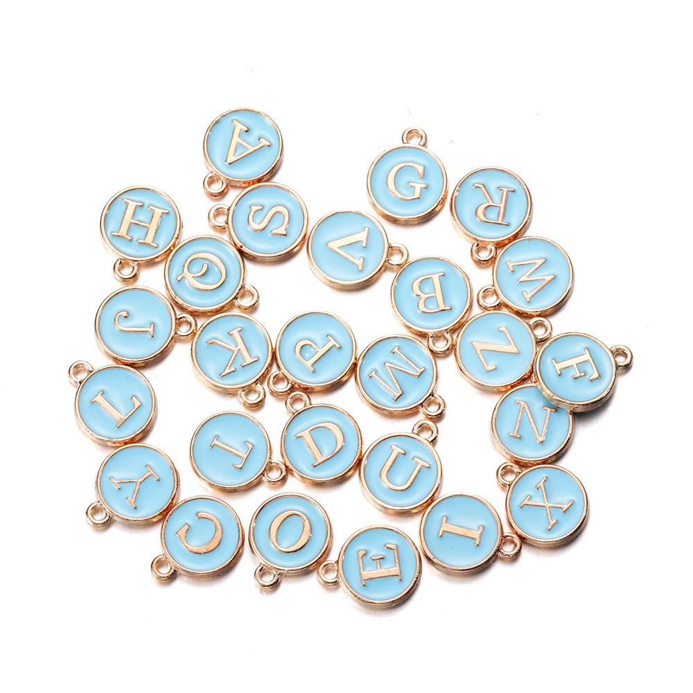 

Кулон из сплава с эмалью - Шарм для браслета с английским алфавитом и аксессуар для DIY-украшений для серег Z/20 pieces per pack синий