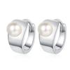 Simple Female Earrings  Sterling SIlver Pearl Ear Buckle Smooth Small Earrings for Women  Silver Needle Ear  Gift