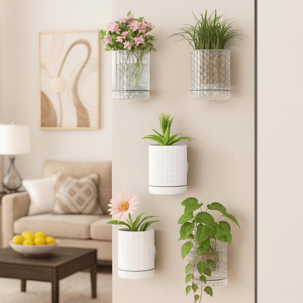Double Layer Wall Mounted Planter Plastic Hanging Flower Pot DIY Hydroponic Wall Planter Office