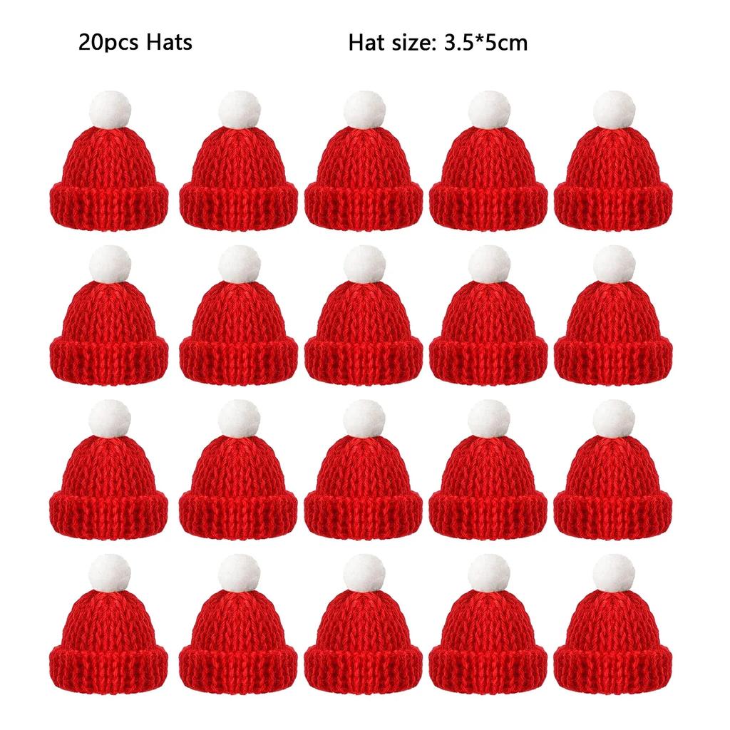 Mini Knitted Hat and Christmas Scarf Set Christmas Tree Decoration DIY Art Snowman Doll Christmas Decoration