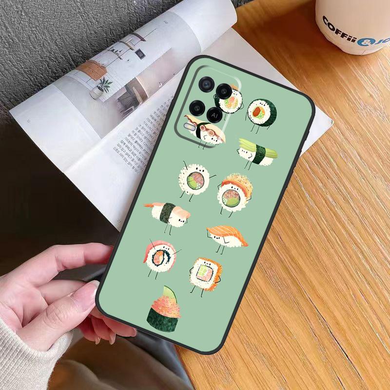 Kawaii Sushi Crowd Case For OPPO A96 A76 A16 A5 A9 A15 A54 A74 A94 A78 A98 A17 A77 A52 A72 A93 A57S A54S A53S
