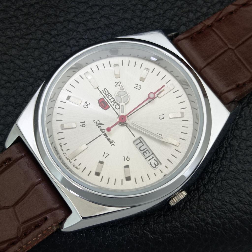 JAPAN VINTAGE REFURBISHED SEIKO 5 AUTOMATIC 6309A MENS SILVER WATCH a442892-1