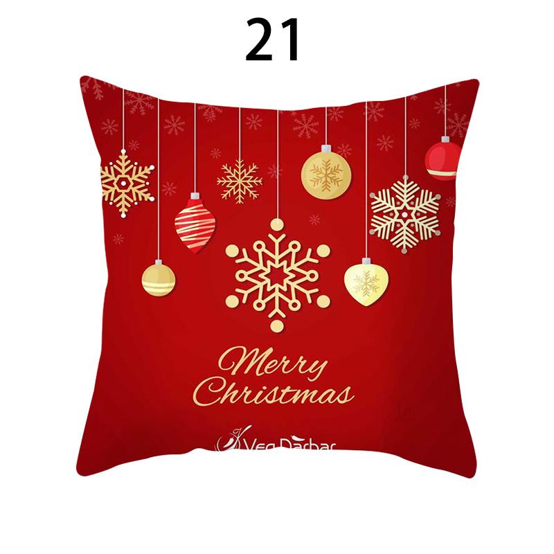 Merry Christmas Cushion Cover Xmas Pillowcase Happy New Year Navidad Santa Claus Red Pillow Cover Ornament Gifts Home Decor