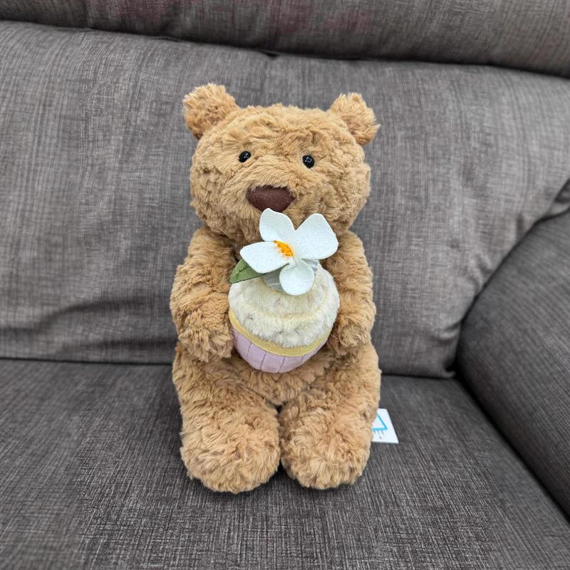 Original Jelly 30cm Shy Bonnie Rabbit Holding A Birthday Cake Doll Accompanying Cat Dog Pet Christmas Valentine'S Day Gift