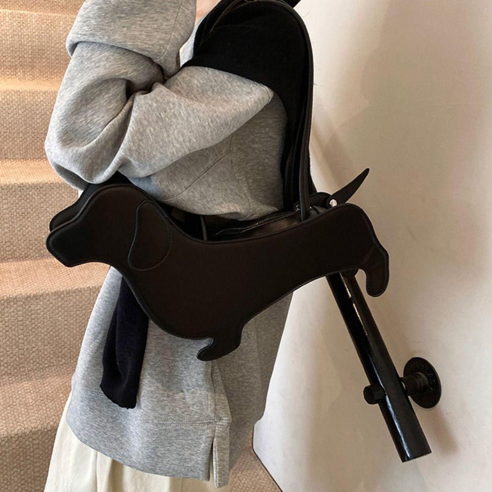 Three-dimensional Animals Shoulder Bag Sausage Dog Cartoon Handbag Fashion Dachshund Dog Bag  Girls
