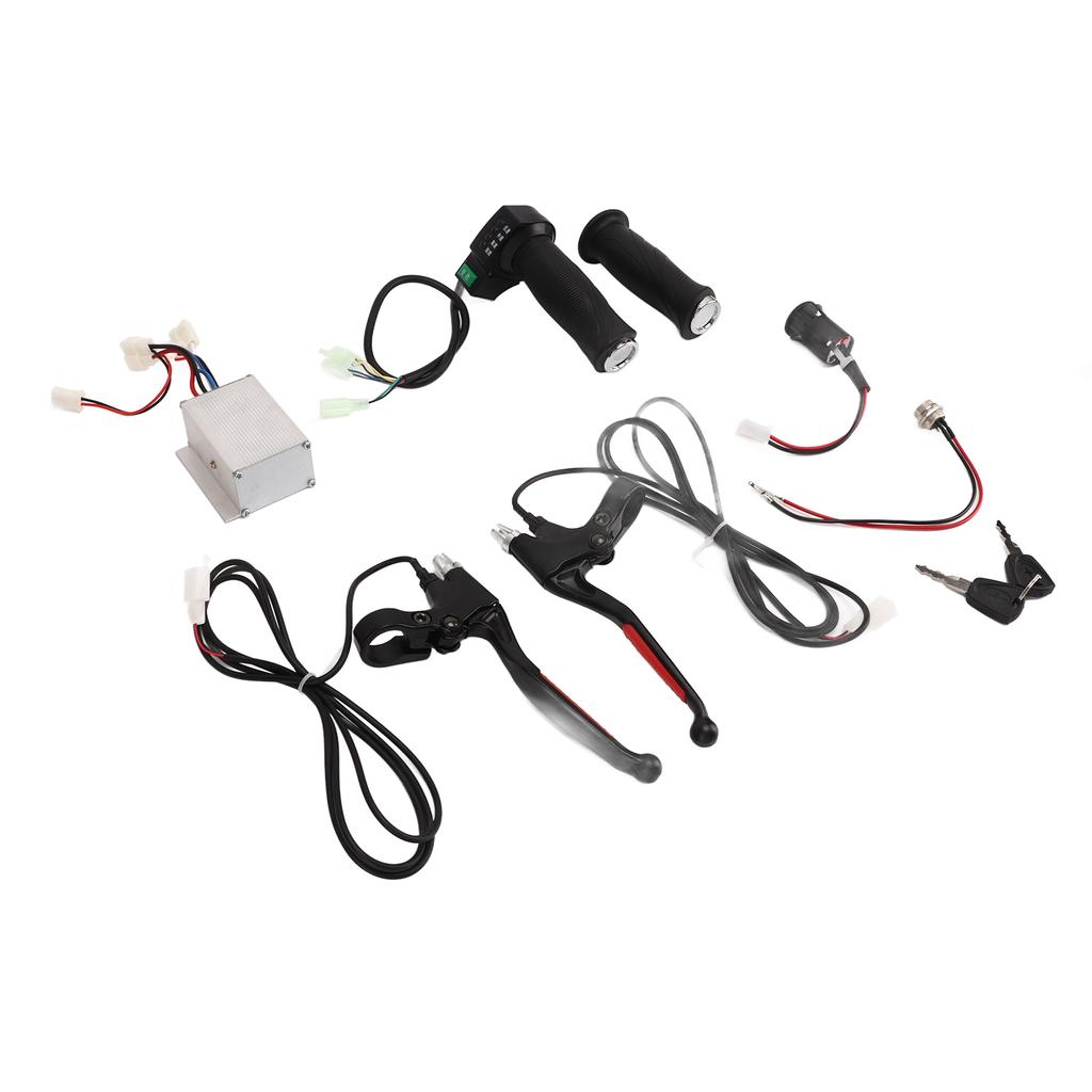 12V 250W Brushed Controller 4 Speed Throttle Twist Grip Brake Lever Electric Door Lock Set Electric Bike Bicycle