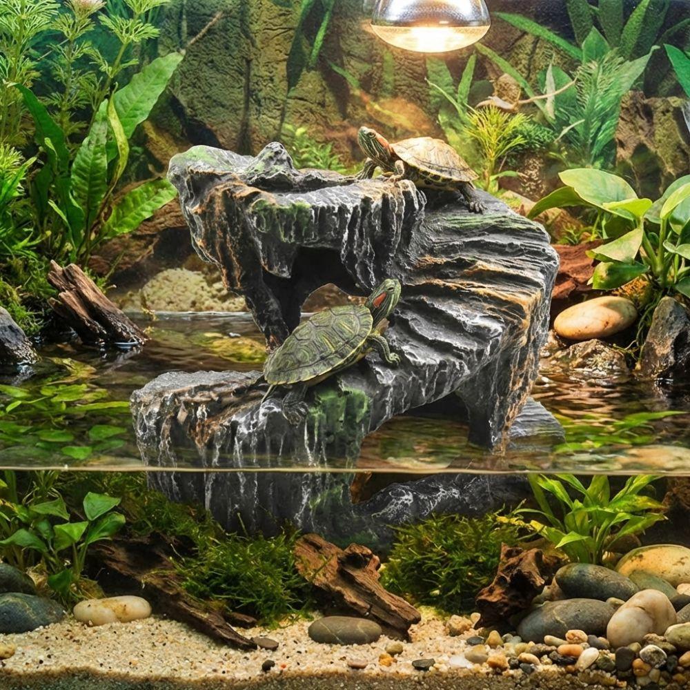 Non-Toxic Turtle Basking Platform Resin Reptile Hiding Cave Artificial Rock Cave  Reptile Habitats