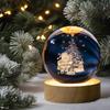 USB 3D Crystal Ball Night Light Engraved Santa Claus Snowman Globe LED Glass Sphere Wooden Base Birthday Gift Home Decorations