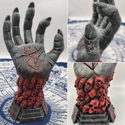 Šílený Bůh Ruka Smrťák Ďáblova Pravá Ruka Berserka Lebka Runová Socha Pryskyřice Hororová Figurka Řemeslo Halloween Strach Domácí Dekorace