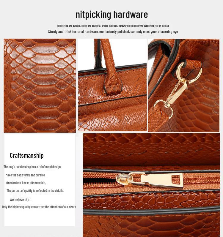Large Capacity Snake Print Handbag: European & American Fashionable Ladies' Shoulder Bag