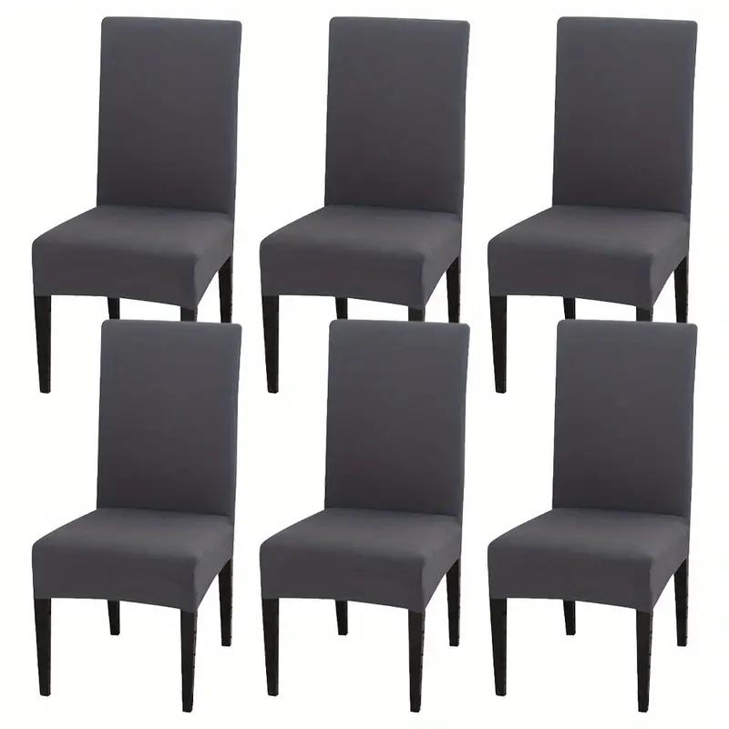 4PCS/6PCS Four Seasons Solid Color Elastic Chair Covers for Home, Hotel, and Restaurant