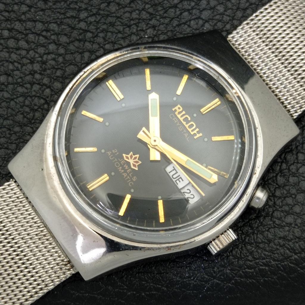 ZEGAREK MĘSKI VINTAGE RICOH R31 AUTOMATIC JAPAN CZARNY KOLOR TARCZY a500604-5 R153-a500604