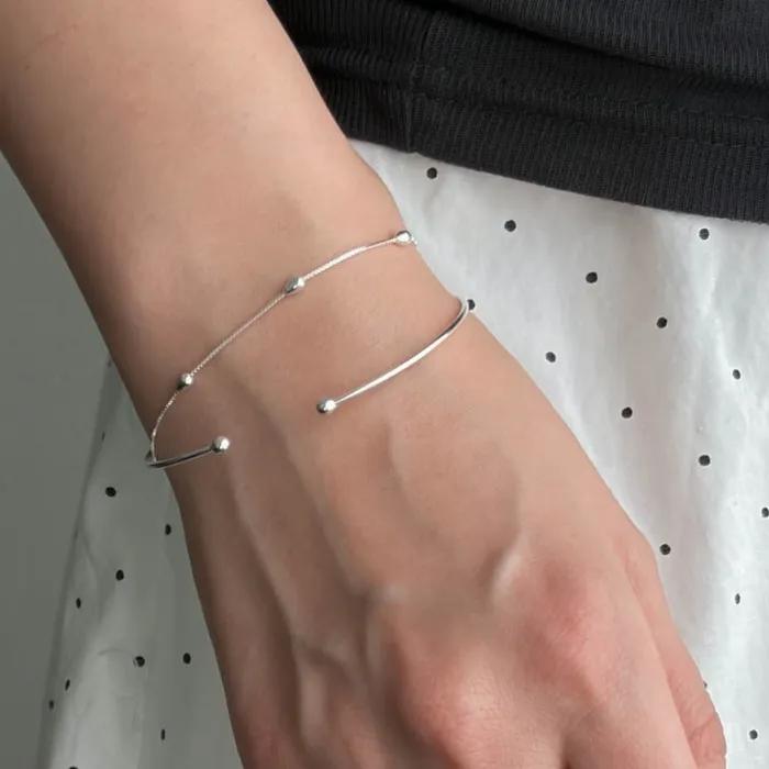 925 Slim ball bangle bracelet