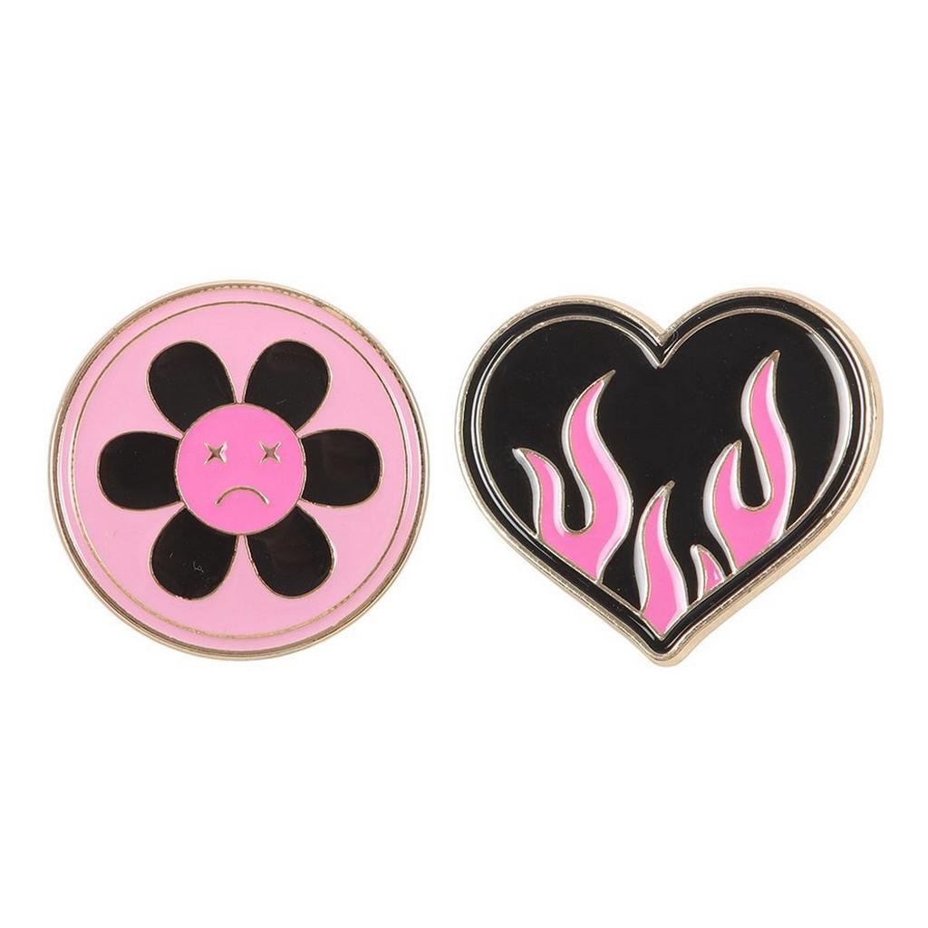 Something Different Burning Heart & Sad Flower Badge (Pack of 2)