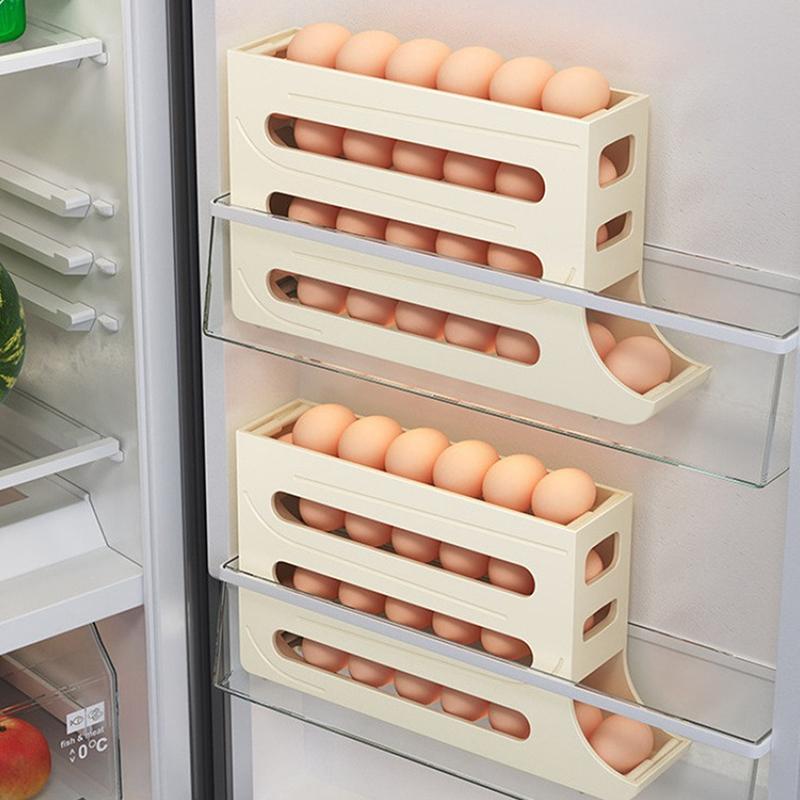 Household Automatic Rolling Egg Storage Box Kitchen Refrigerator Side Door Egg Preservation Rack 30 Egg Boxes