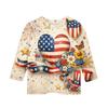 Children's Independence Day Printed Round Neck Seven Quarter Sleeve Casual T-shirt