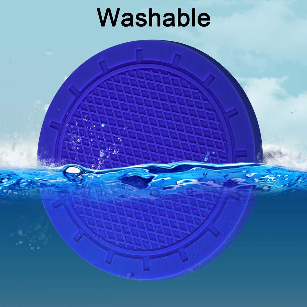 Wisdompro Car Coasters for Drink 76mm Blue Non-Slip Holders, Vinyl, Anti-Slip, Vibration-Dampening, Round, Diameter, 4-Pack,