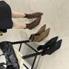 2025 Herbst und Winter neue Wildleder spitz zulaufende dünne Absätze dünne Stiefel Damen elastische Stiefel hohe Absätze kurze Sockenstiefel Stiefeletten Damen