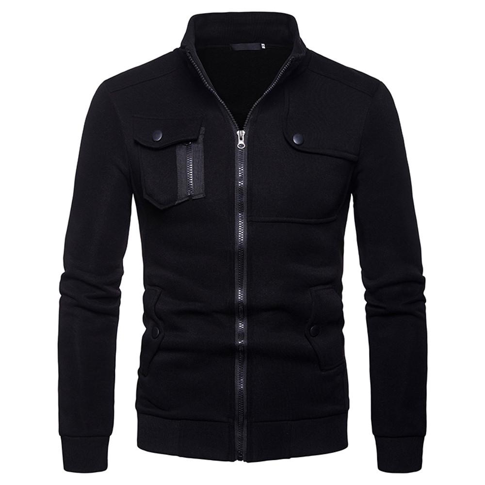 

Mens Zipper Pocket Splicing Pullover Long Sleeve Sweatshirt Tops Blouse M