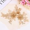2Pcs Flower Embroidered Trim Lace Applique Fabric Craft Sewing Motif Dress Decoration Wedding Bridal DIY Patches Hollowed Out