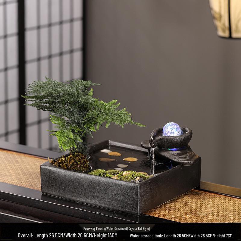 Ceramic Flowing Water Fountain: Wealth-Attracting Desktop Ornament for Living Room & Office Decor