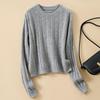 Women's 100% Merino Wool Vertical Stripe Hollow-out Pullover Sweater
