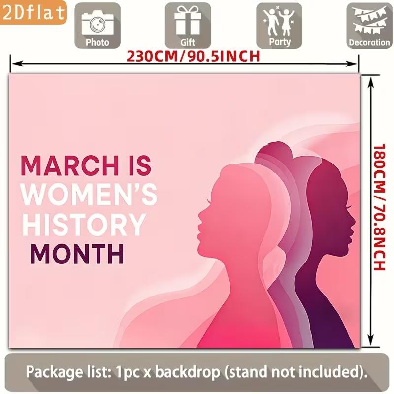 

2D March is Women s History Month Backdrop 230x180cm Large Event Banner Background 47.2x31.5inch/120*80cm