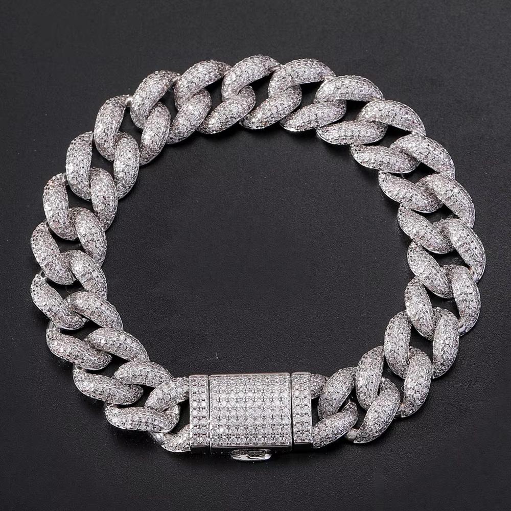 Hip Hop Messing Schmuck 12mm Bling CZ Iced Out Miami Cuban Link Kette Armband für Damen und Herren
