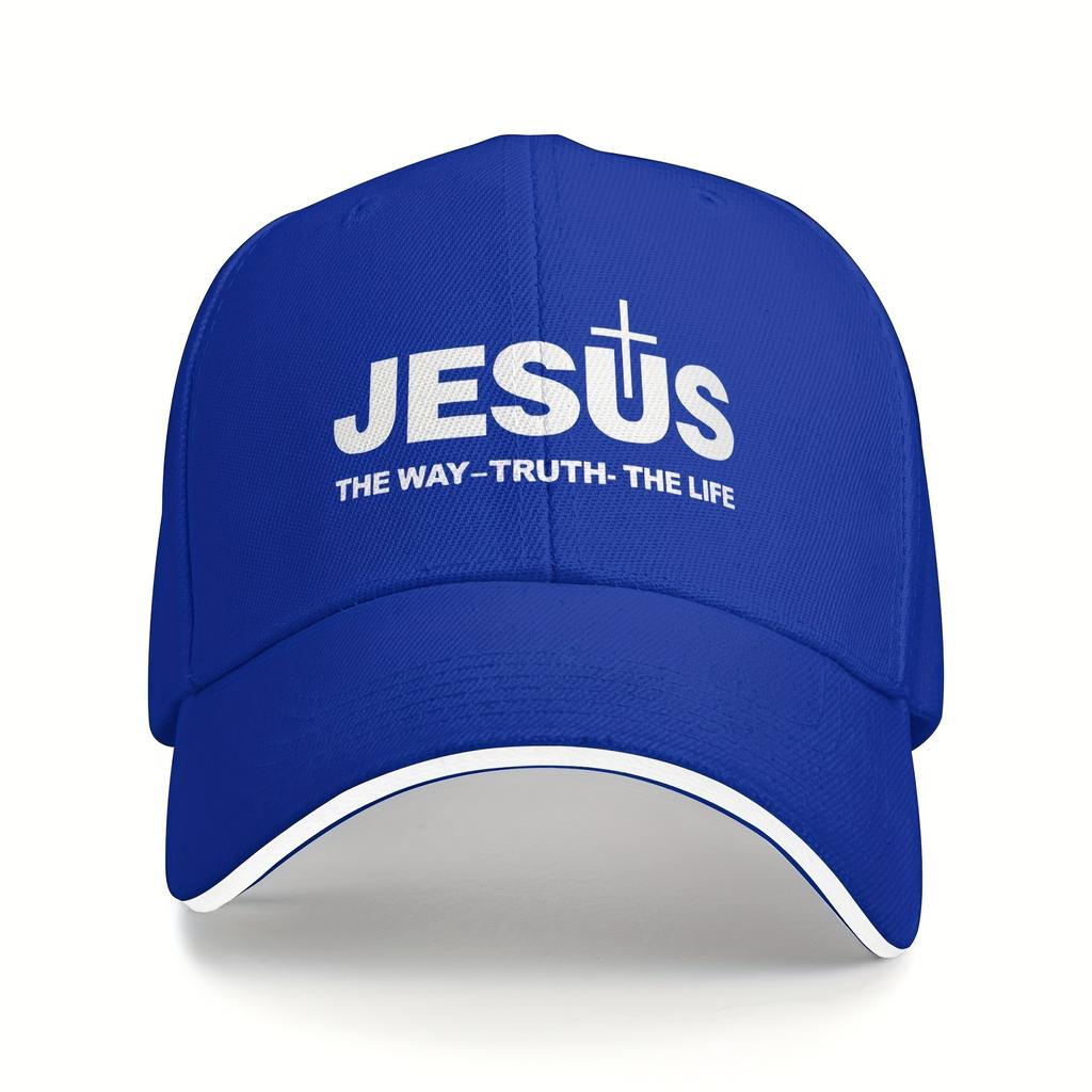1 Jesus Cross Printed Baseball Cap  Adjustable Quick Buckle Dad Cap Breathable Polyester Lightweight Fashion Men and Women